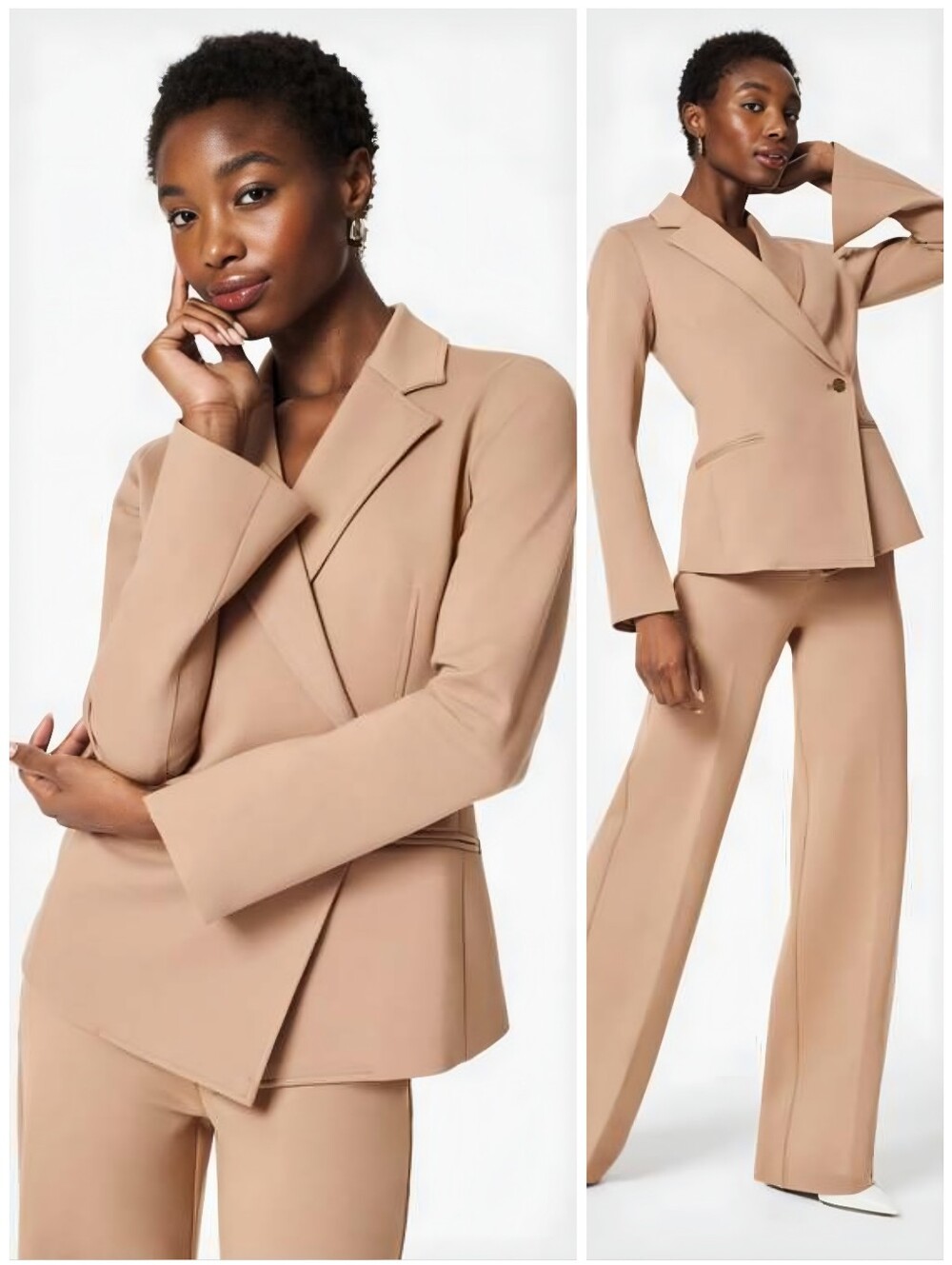 NEW SPANX The Perfect Asymmetric Tan Gold Blazer Jacket, 1X
